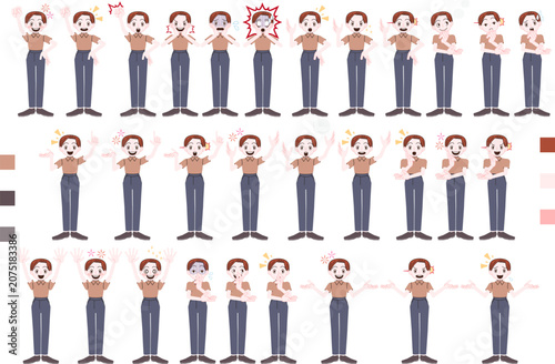 ビジネスキャラクターのポーズセットイラスト