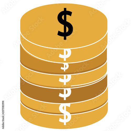 Stack of gold coins with dollar symbols vector illustration