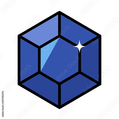Blue hexagonal prism vector icon