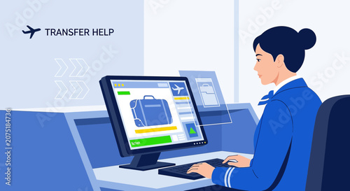 Airport Travel Assistance and Luggage Transfer Service with Computer Interface