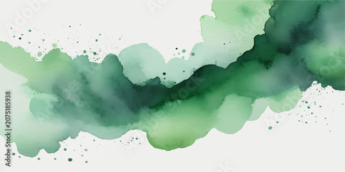 Obraz na plátně Abstract green watercolor background with paint splashes, liquid texture and gru