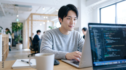 プログラミングや開発業務をする男性システムエンジニア・SE