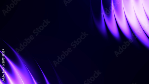 Vászonkép Purple neon light ribbons frame a dark background with copy space, built for gaming, music promos, esports visuals, tech branding and energetic digital ads