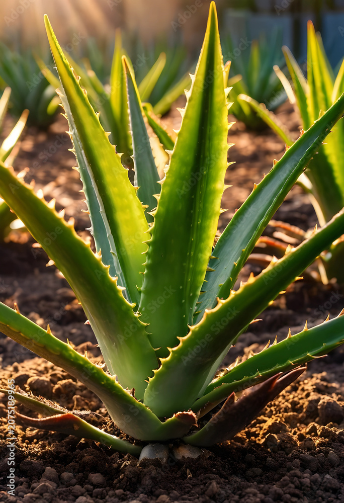 Obraz premium Close-up of aloe vera plant in sunlight