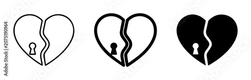 Photos Broken Heart Icons, Love Lock Symbol, Sadness, Relationship Breakup, Vector Art