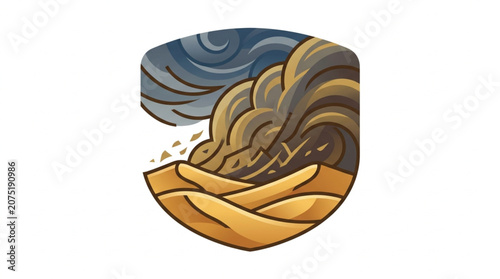 Foto Stylized illustration of a sandstorm in a desert landscape.