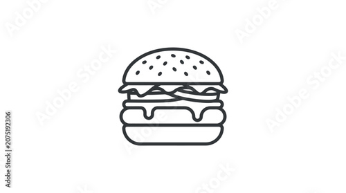 Simple Burger Outline Icon Vector Illustration