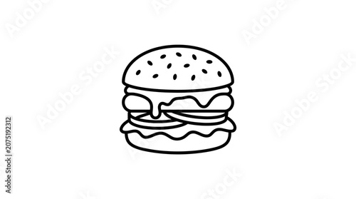 Simple Burger Outline Icon Vector Illustration