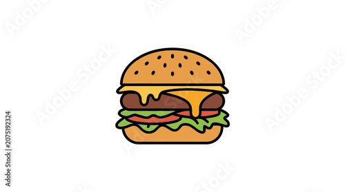 Simple Cartoon Burger Vector Illustration