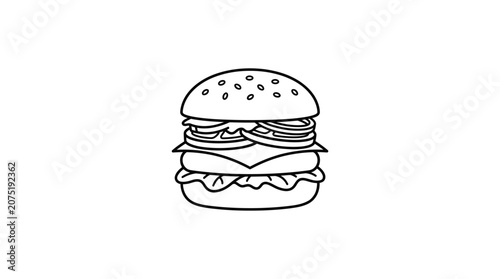 Simple Line Art Hamburger Icon