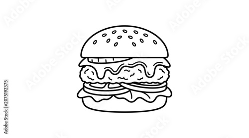 Simple Line Art Hamburger Icon