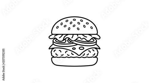 Simple Line Art Hamburger Icon