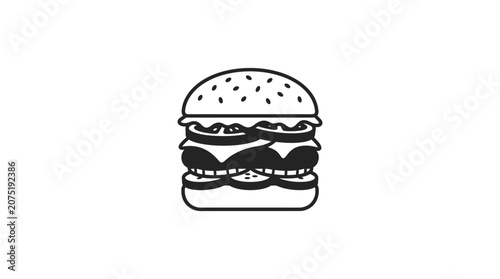 Simple Minimalist Cheeseburger Line Icon