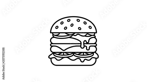Simple Outline Burger Icon Vector Illustration