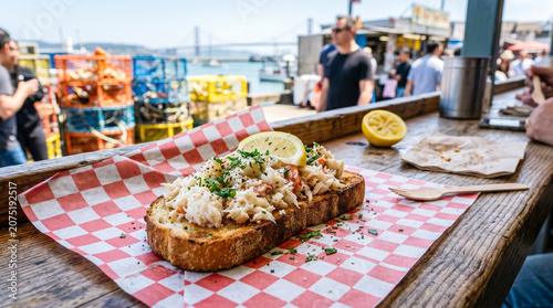 San Francisco Sourdough Toast with Fresh Dungeness Crab Meat and Lemon