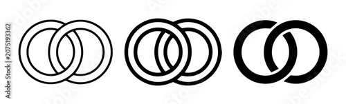 Tableau sur toile Interlocking Rings Vector Icons, Symbolizing Connection, Unity, Partnership, and