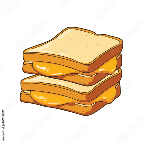 Stacked Grilled Cheese Sandwich Vector Illustration