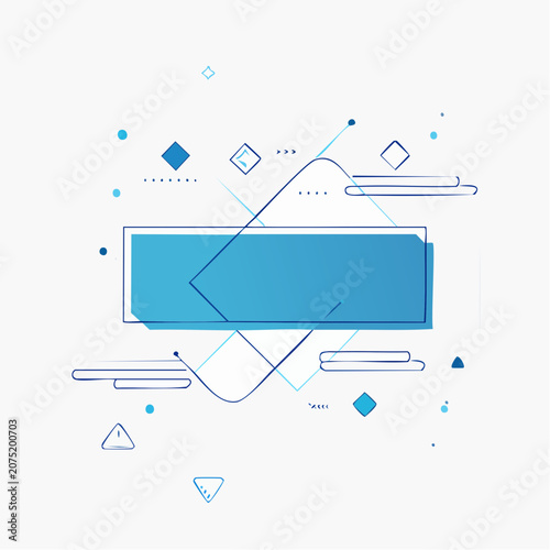 Abstract Geometric Blue Shapes and Lines on White Background