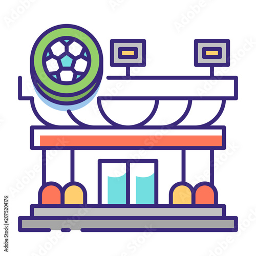 This Stadium icon is suitable for World Cup, Football Sport, etc