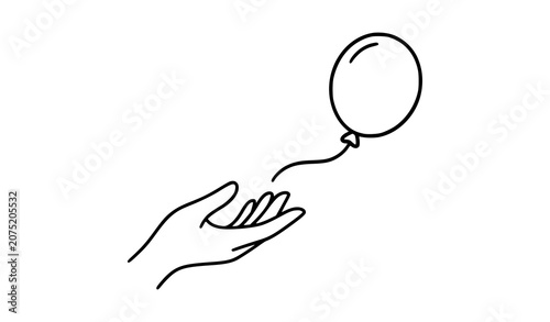 Obraz na płótnie Let It Go Hand Releasing Balloon Symbol Cartoon Vector Illustration