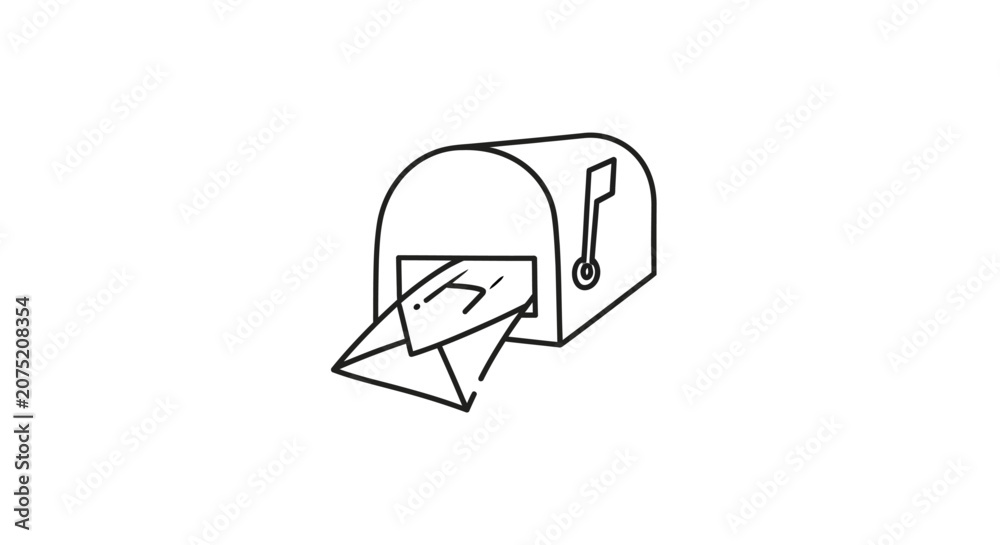 Obraz premium A simple line drawing of a mailbox.