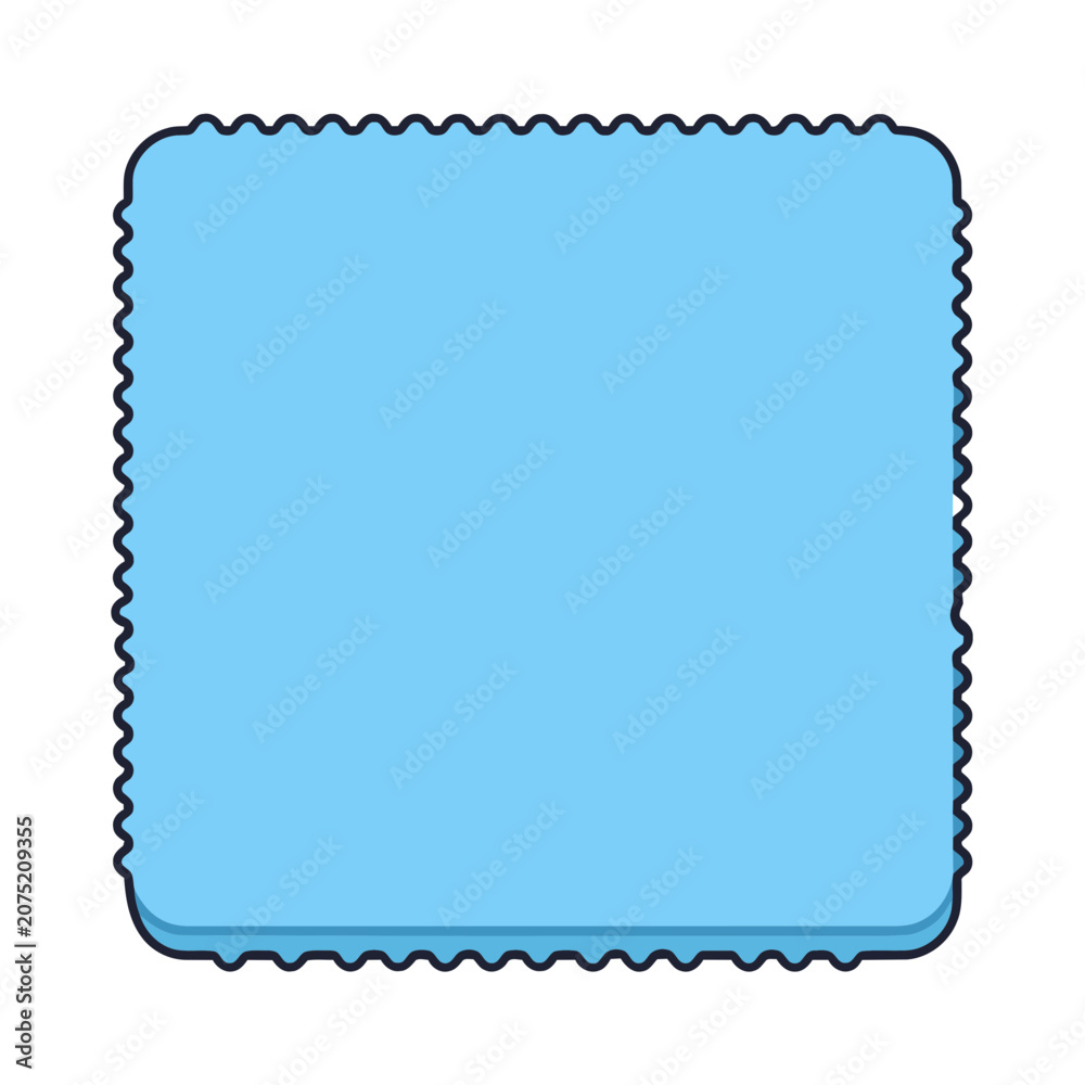 Obraz premium Flat Blue Square Vector with Scalloped Border