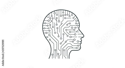 Circuit board human head profile illustration.