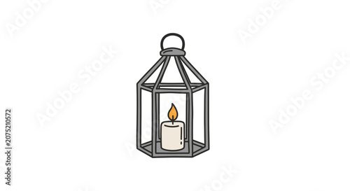A simple line drawing of a candle lantern.