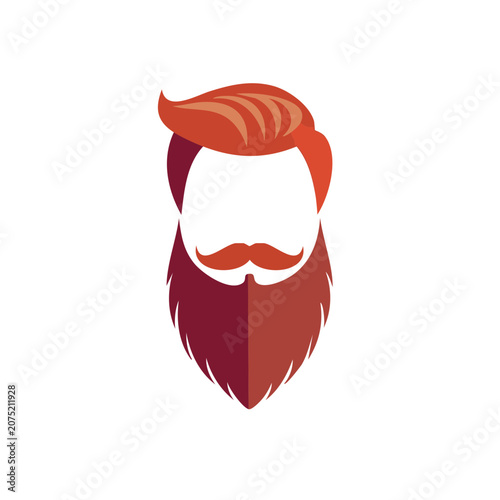 Flat vector illustration of beard and mustache