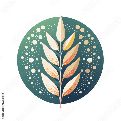 Flat vector illustration of wheat stalk with grains