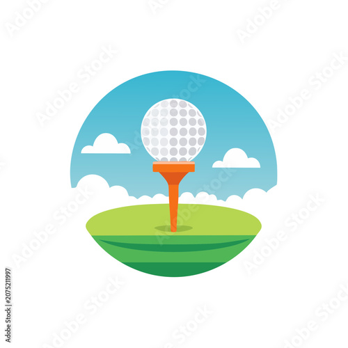 Golf Ball on Tee Flat Vector Illustration