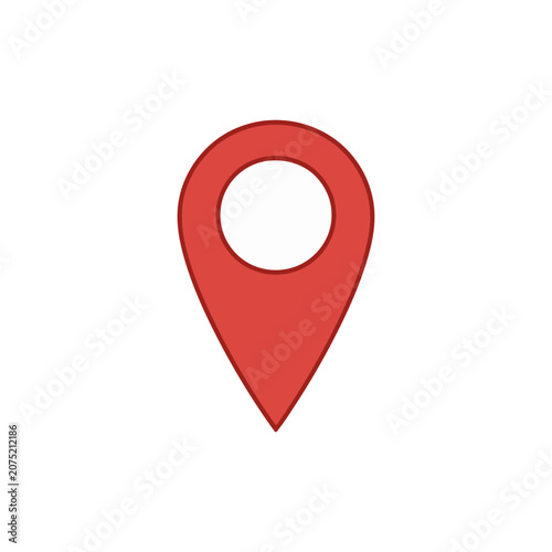 Red location pin icon on transparent background