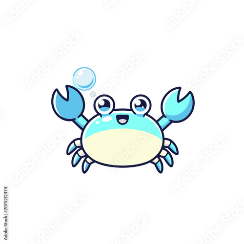 Cartoon Crab with Bubbles Vector Illustration