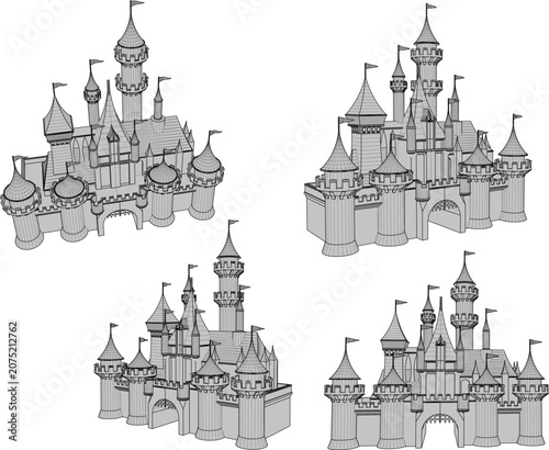 Photography sketch vector illustration design construction castle palace king queen empress