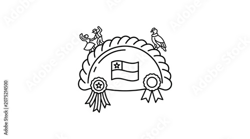 Chilean Empanada Icon Illustration with National Symbols