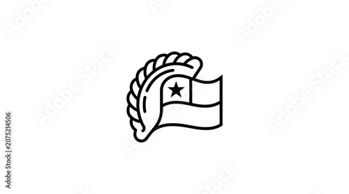 Chilean Empanada Icon with National Flag Outline