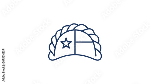 Chilean Empanada Icon with National Flag Pattern
