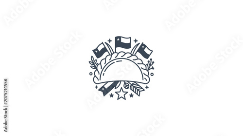 Chilean Empanada Illustration with National Flags