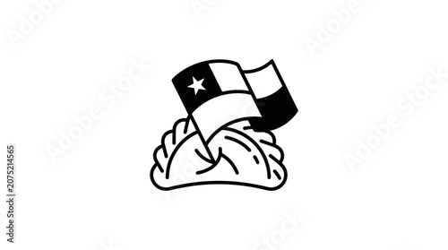 Chilean Empanada with National Flag Icon
