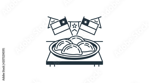 Chilean Empanadas Icon with National Flags