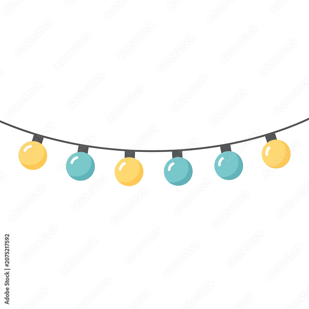 Εκτύπωση καμβά Colorful string of round Christmas lights.