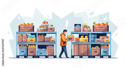 Man shopping for fresh fruits and vegetables in a supermarket produce section