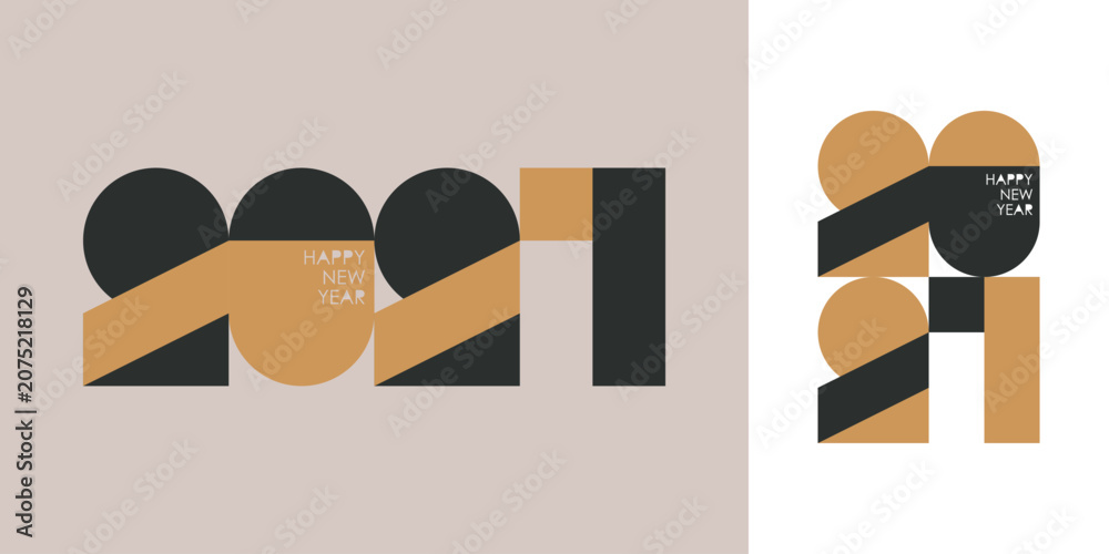 Fototapeta premium 2027 New Year Number Typography Design. Geometric shapes. 2027 Happy New Year celebration. Vector illustration.