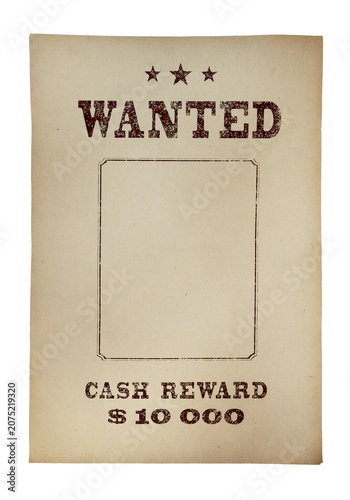wanted poster isolated on white
