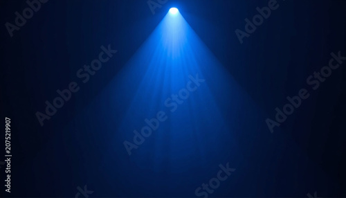 Electric Blue Anamorphic Lens Flare with Cinematic Light Streaks on Black Background
