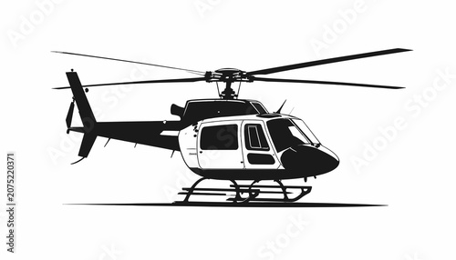 Bild auf Leinwand Black and white helicopter illustration.