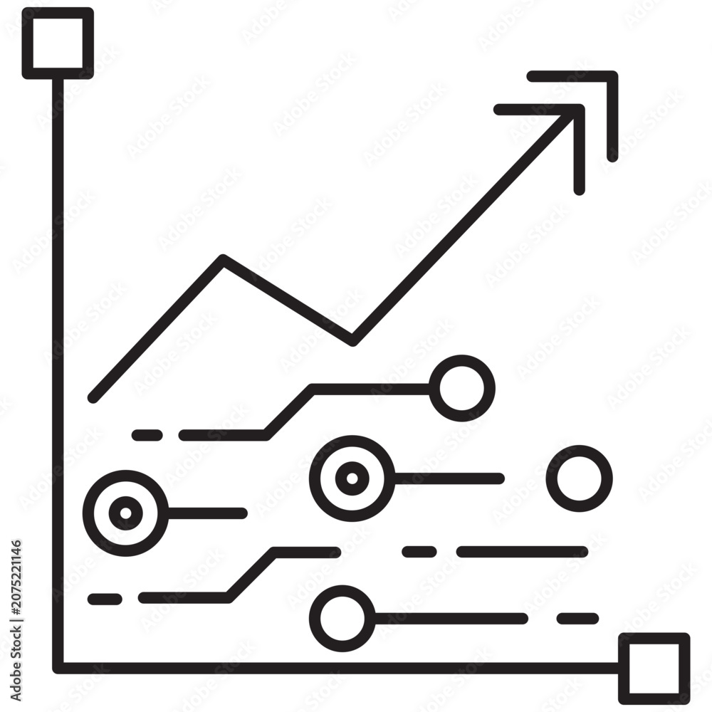 Fototapeta premium AI Business Growth Analytics graph Line Icon