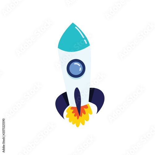 Canvas Print space rocket fly to the space on isolated background