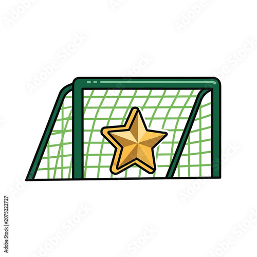 Cuadro en lienzo Golden star on soccer goal net.