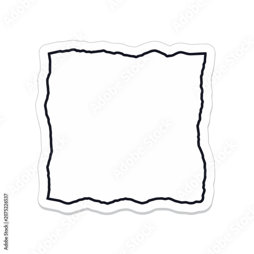 Wavy square frame vector line art